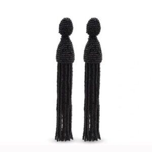 Oscar de la Renta Black Tassel Earrings